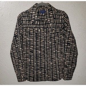 Pendleton Sz S Abstract Tan and Black Jacket Button Front Womens Shacket Collar